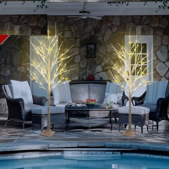 🎄Pak of 2 🎄- 5 ft Warm White Lighted Birch Tree Lights - Christmas Home Decor - Picture 6 of 16